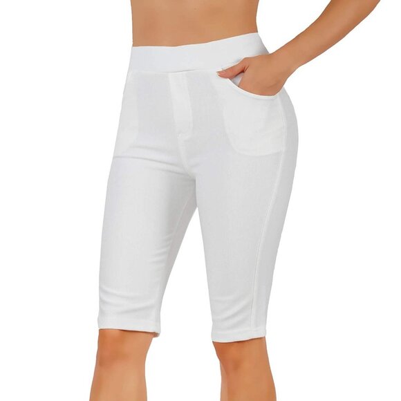 CodeFit Pants - Ponte Knit Slim Fit Bermudas Pants Pull-Up CF02/br